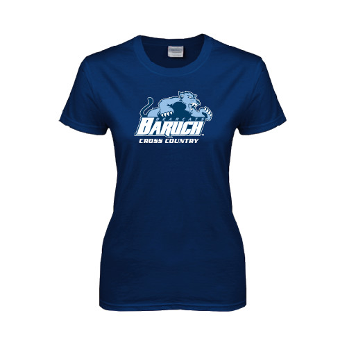 College Womens Short Sleeve Navy Tee-Cross Country