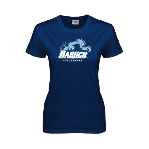 College Womens Short Sleeve Navy Tee-Volleyball