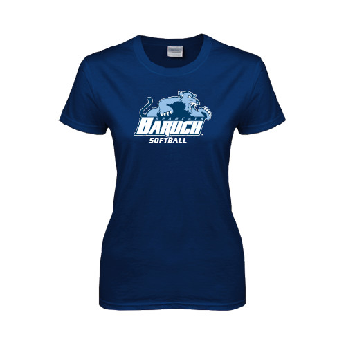 College Womens Short Sleeve Navy Tee-Softball