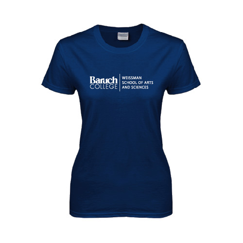 College Womens Short Sleeve Navy Tee-Weissman School of Arts Stacked