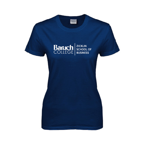 College Womens Short Sleeve Navy Tee-Zicklin School of Business