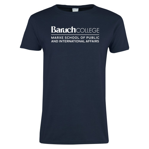 Womens Navy Short Sleeve Tee-Baruch College Marxe School