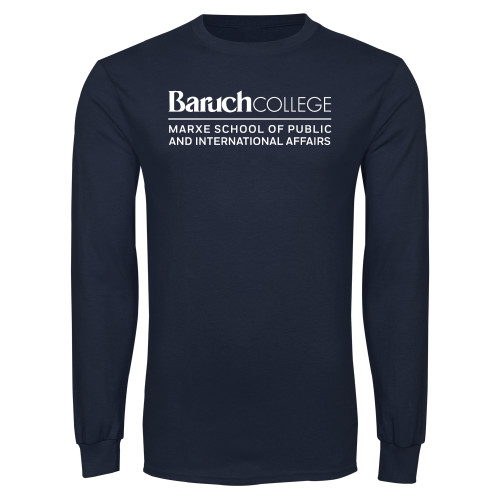 Navy Long Sleeve T Shirt-Baruch College Marxe School