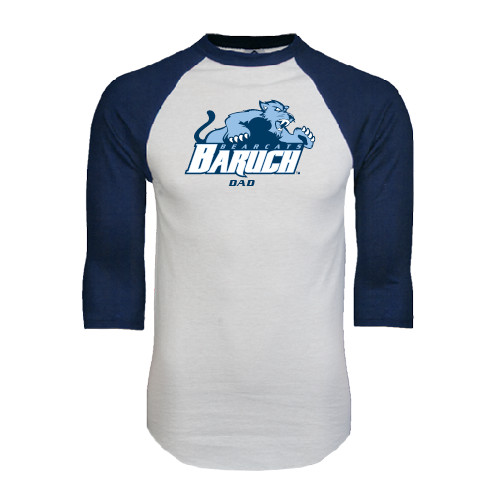 College White/Navy Raglan Baseball T Shirt-Dad