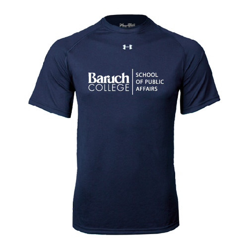 College Under Armour Navy Tech Tee-School of Public Affairs Stacked