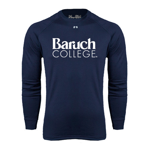 College Under Armour Navy Long Sleeve Tech Tee-Official Logo