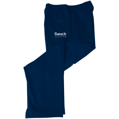 College Navy Fleece Open Bottom Pant-Official Logo
