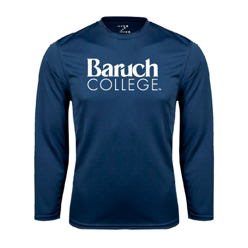 College Navy Performance Long Sleeve Shirt-Official Logo