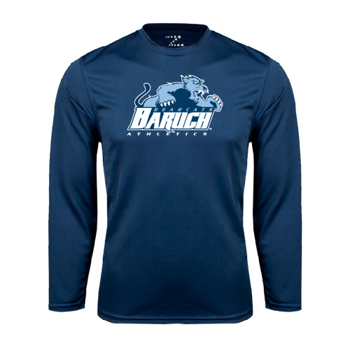 College Navy Performance Long Sleeve Shirt-Baruch Athletics