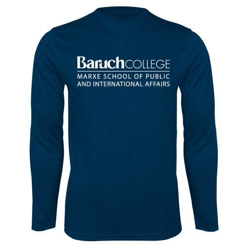 College Navy Performance Long Sleeve Shirt-School of Public Affairs