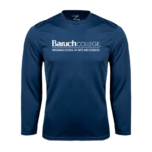 College Navy Performance Long Sleeve Shirt-Weissman School of Arts