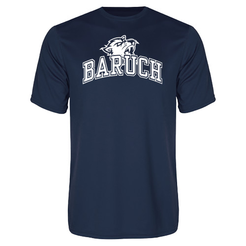 College Navy Performance Tee-Baruch Arched