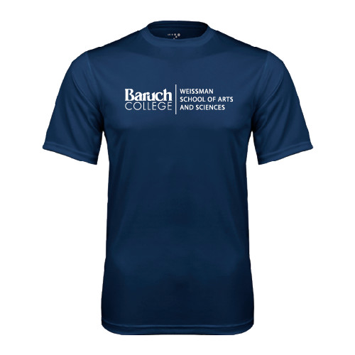 College Navy Performance Tee-Weissman School of Arts Stacked