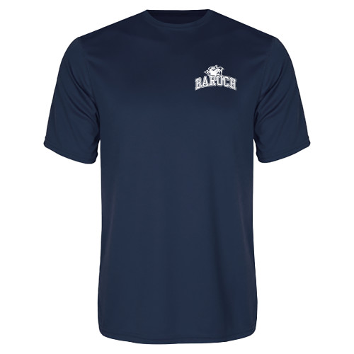 College Navy Performance Tee-Baruch Arched