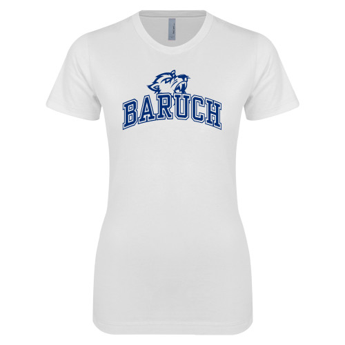 College Next Level Womens White Boyfriend Tee-Baruch Arched