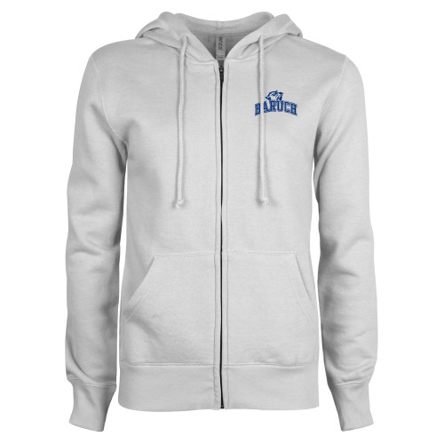 College ENZA Womens White Fleece Full Zip Hoodie-Baruch Arched