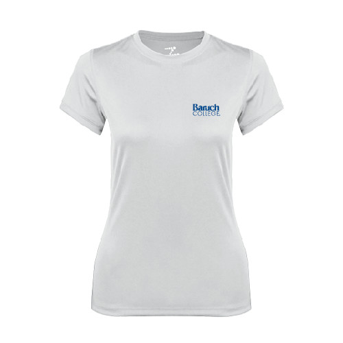 College Womens White Performance Tee-Official Logo