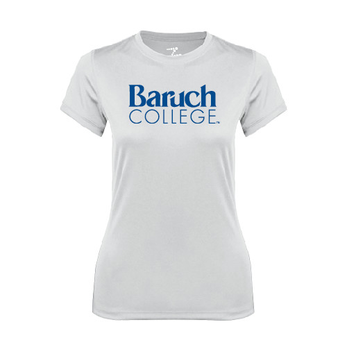 College Womens White Performance Tee-Official Logo