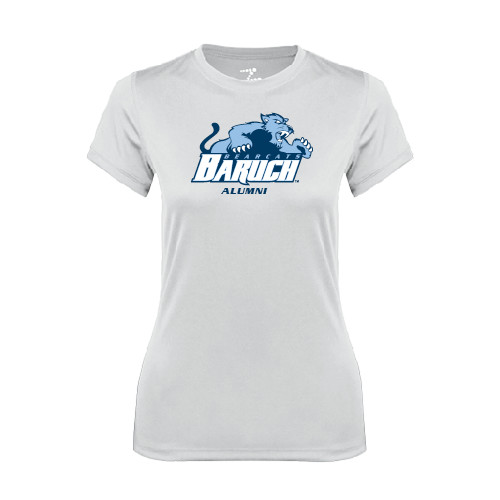 College Womens White Performance Tee-Alumni