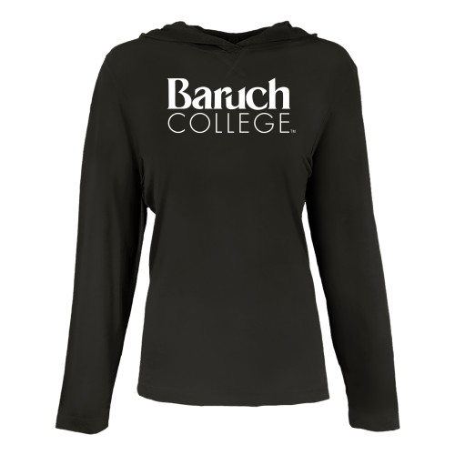 Womens Black Long Sleeve Hooded Tee-Official Logo