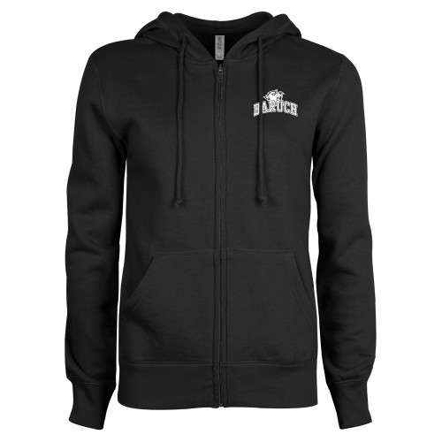 College ENZA Womens Black Fleece Full Zip Hoodie-Baruch Arched