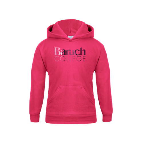 College Youth Hot Pink Fleece Hoodie-Official Logo Foil