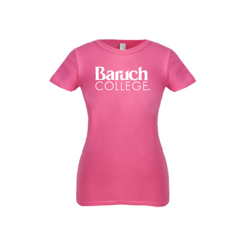 College Next Level Girls Fuchsia Fashion Fit T Shirt-Official Logo