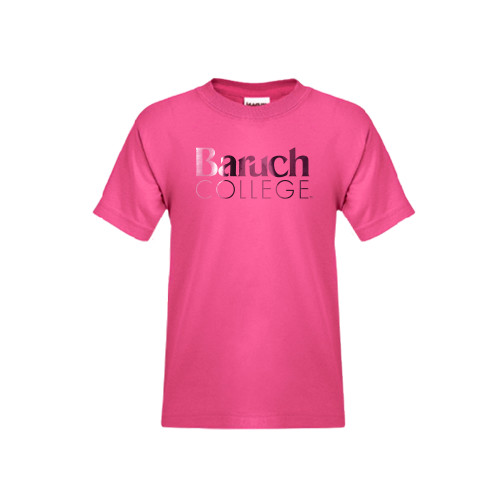 College Youth Hot Pink T Shirt-Official Logo Foil