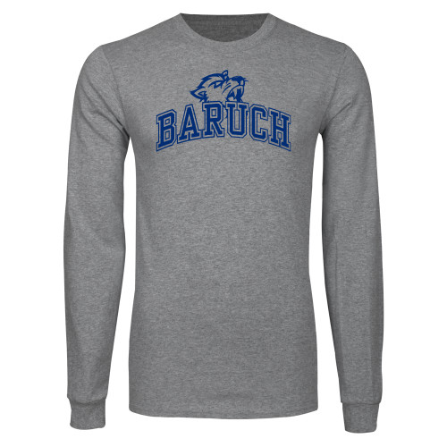 College Grey Long Sleeve T Shirt-Baruch Arched