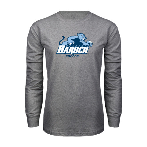 College Grey Long Sleeve T Shirt-Soccer