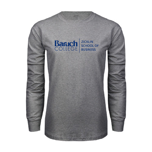 College Grey Long Sleeve T Shirt-Zicklin School of Business