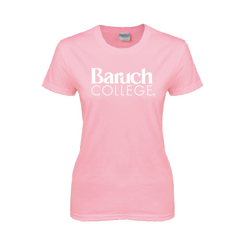 College Womens Pink Short Sleeve Tee-Official Logo