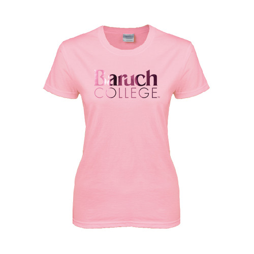 College Womens Pink Short Sleeve Tee-Official Logo Foil