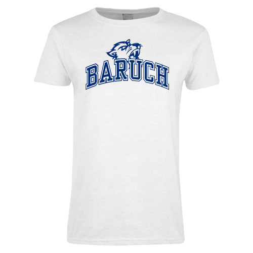College Womens White Short Sleeve Tee-Baruch Arched