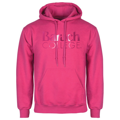 College Womens Fuchsia Fleece Hoodie-Official Logo Foil