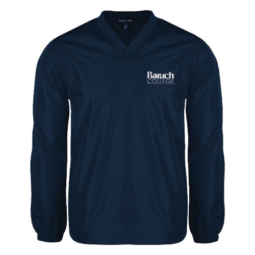 College Navy V Neck Raglan Windshirt-Official Logo