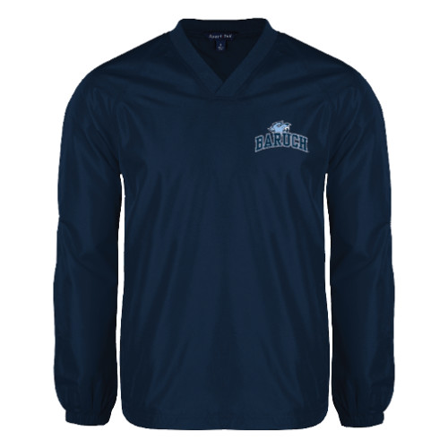 College Navy V Neck Raglan Windshirt-Baruch Arched
