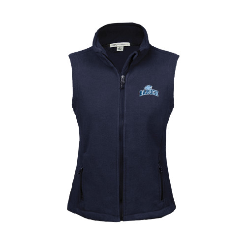 College Womens Navy Fleece Full Zip Vest-Baruch Arched