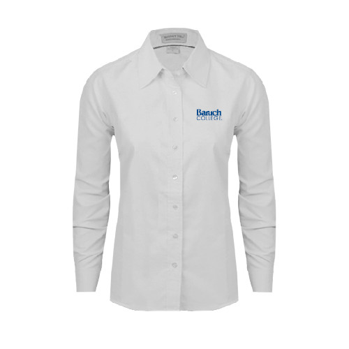 College Womens White Oxford Shirt-Official Logo