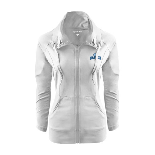 College Womens White Sport Wick Stretch Full Zip Jacket-Baruch Arched