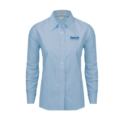 College Womens Light Blue Oxford Button Down-Official Logo