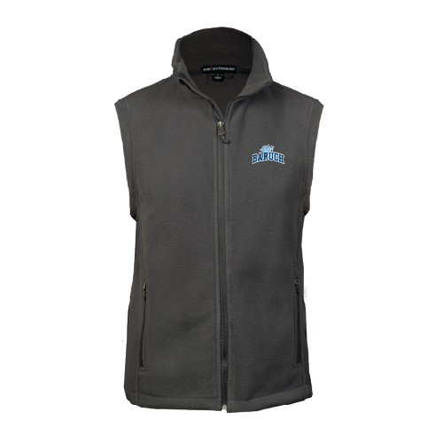 College Charcoal Fleece Full Zip Vest-Baruch Arched