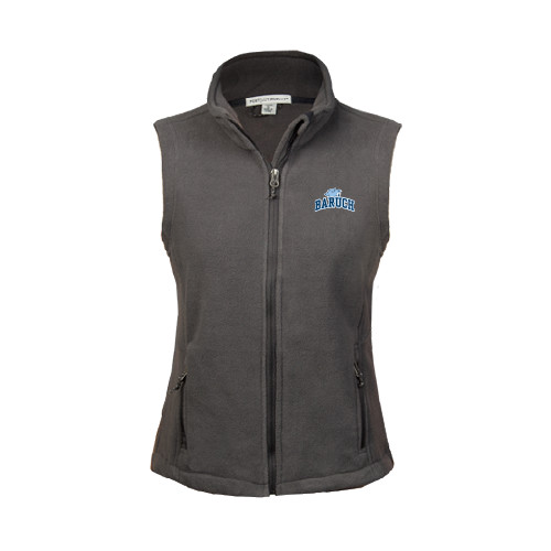 College Womens Charcoal Fleece Full Zip Vest-Baruch Arched