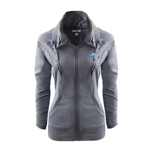 College Womens Charcoal Sport Wick Stretch Full Zip Jacket-Baruch Arched