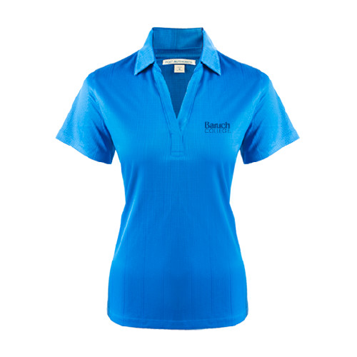 College Womens Light Blue Performance Fine Jacquard Polo-Official Logo