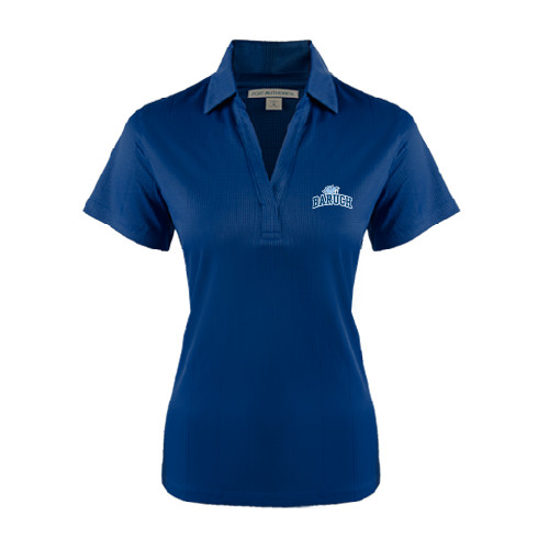 College Womens Navy Performance Fine Jacquard Polo-Baruch Arched
