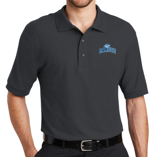 College Charcoal Silk Touch Polo-Baruch Arched