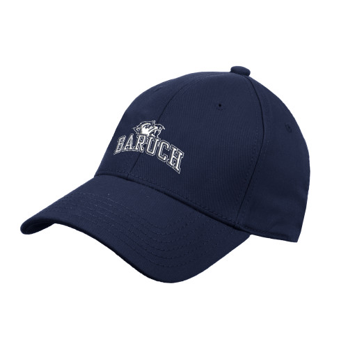 College Navy Structured Adjustable Pro Style Hat-Baruch Arched