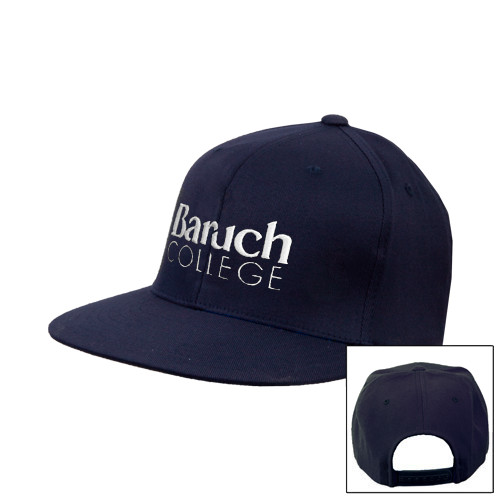 College Navy Flat Bill Snapback Hat-Official Logo
