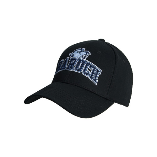 College Black Structured Adjustable Pro Style Hat-Baruch Arched
